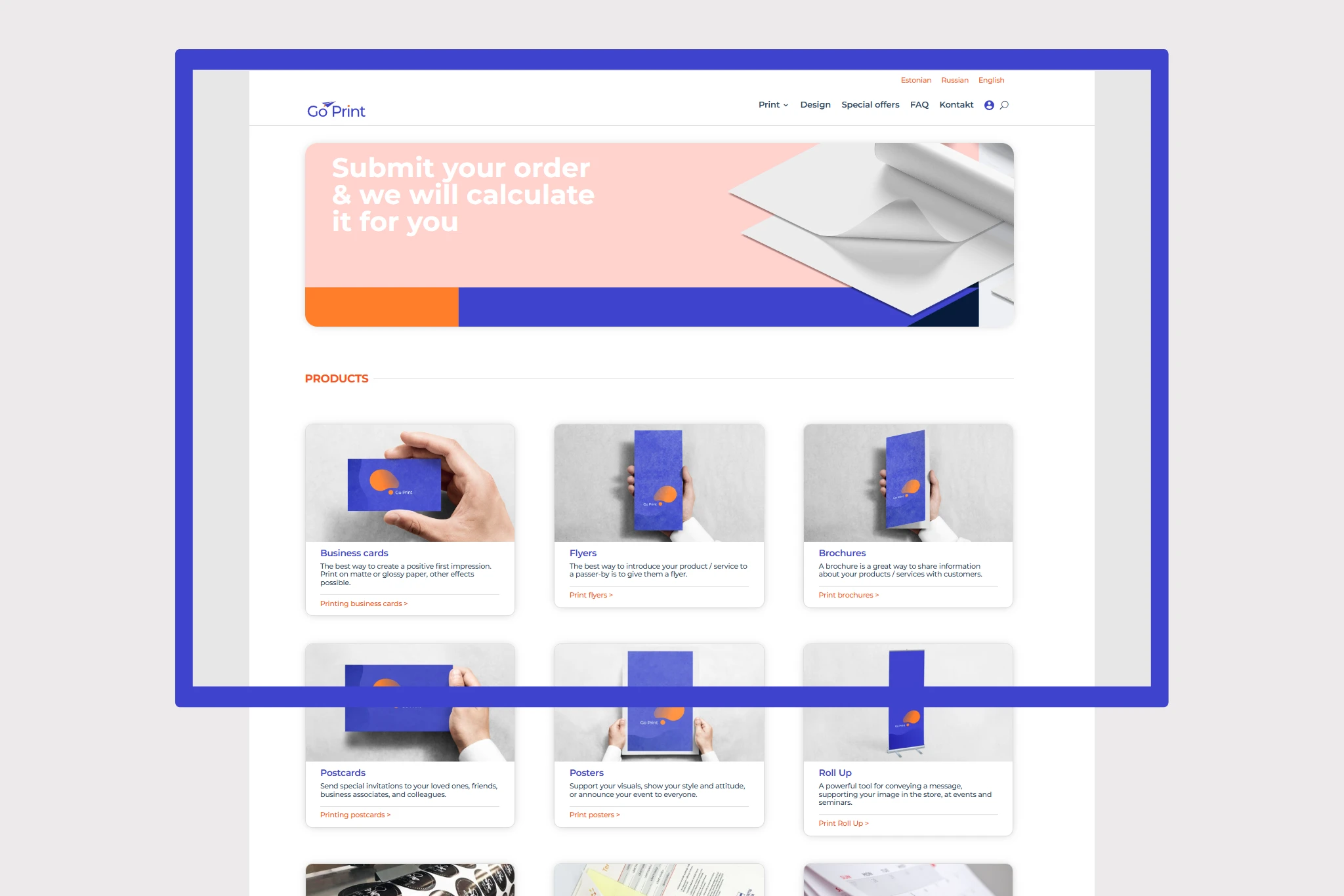 GoPrint_Web_UI_Main GoPrint Web UI design main page